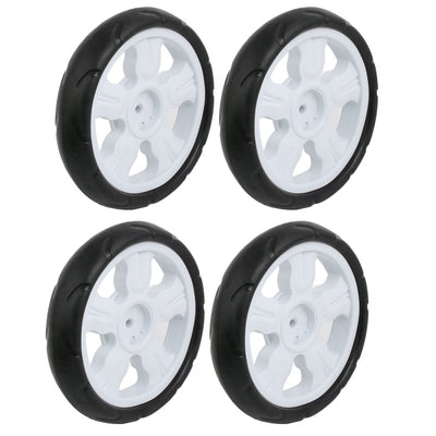 Harfington 4pcs 190mm Dia Plastic Single Wheel Pulley Rolling Roller White 8x25mm