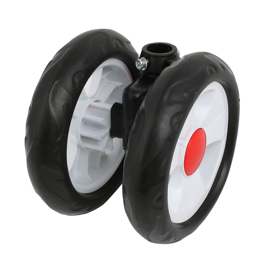 Harfington 140mm Diameter Plastic Double Wheel Swivel Pulley Roller for 19mm Tube