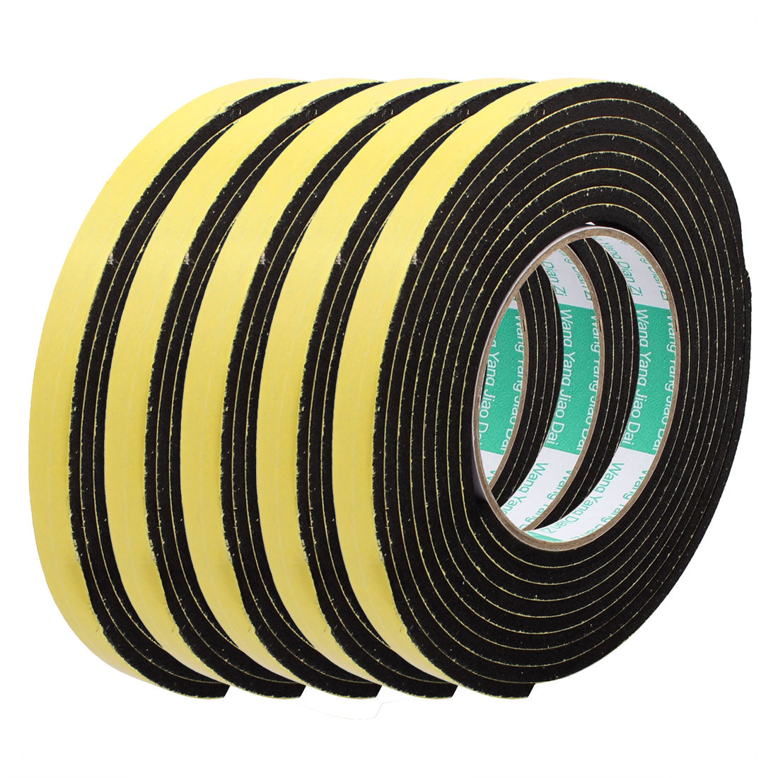 Harfington Thick Width Length Dual Side Shockproof EVA Sponge Tape, Yellow Black, Pack of 5
