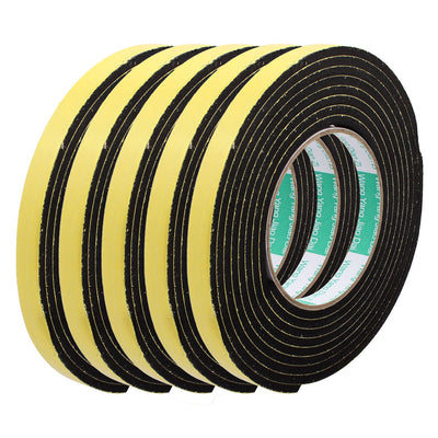 Harfington Thick Width Length Dual Side Shockproof EVA Sponge Tape, Yellow Black, Pack of 5