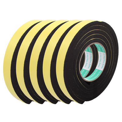 Harfington Thick Width Length Dual Side Shockproof EVA Sponge Tape, Yellow Black, Pack of 5