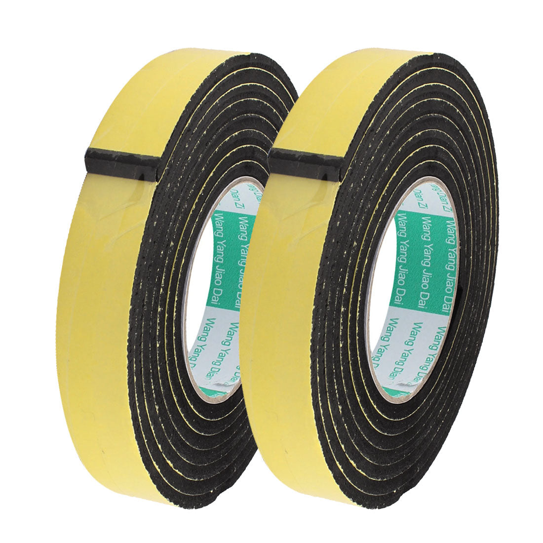 Harfington Thick Width Length Dual Side Shockproof EVA Sponge Tape, Yellow Black, Pack of 2