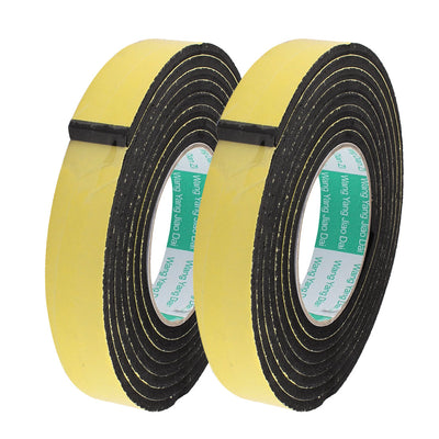 Harfington Thick Width Length Dual Side Shockproof EVA Sponge Tape, Yellow Black, Pack of 2