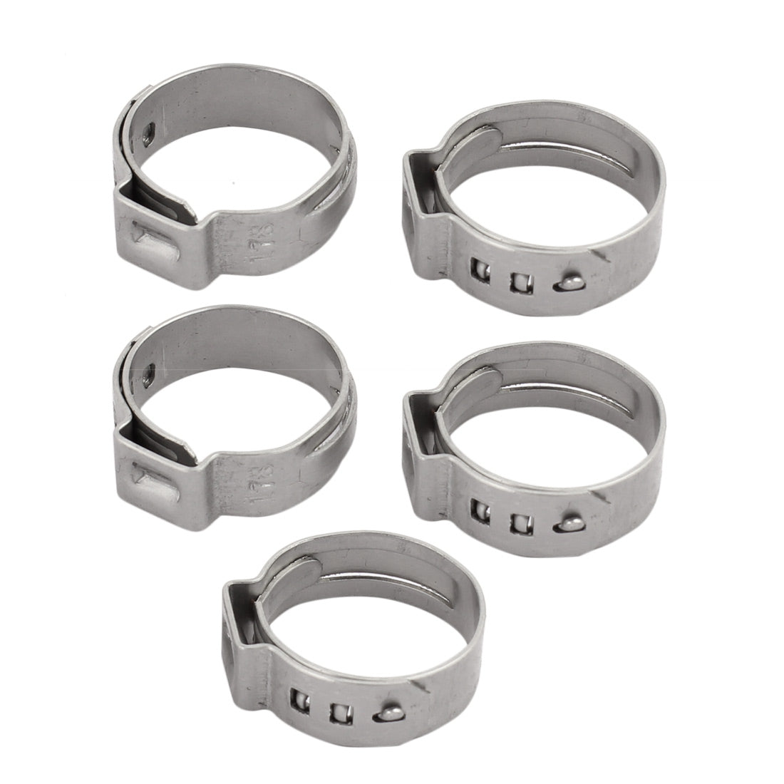 Harfington 14.6mm-17.8mm 304 Stainless Steel Adjustable Tube Hose Clamps Silver Tone 5pcs