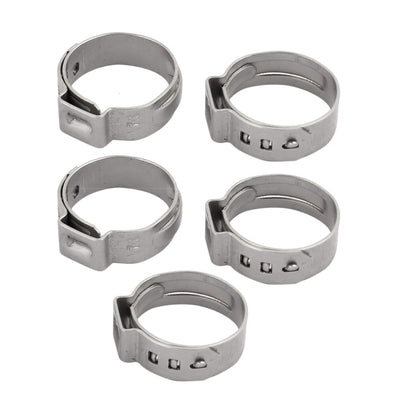 Harfington 14.6mm-17.8mm 304 Stainless Steel Adjustable Tube Hose Clamps Silver Tone 5pcs