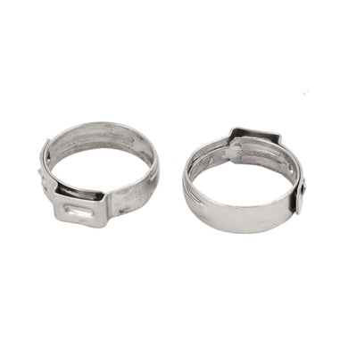 Harfington 17.8mm-21mm 304 Stainless Steel Adjustable Tube Hose Clamps Silver Tone 15pcs