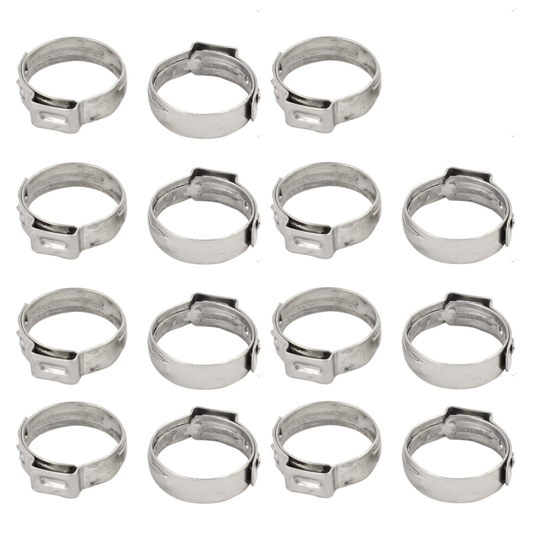 Harfington 17.8mm-21mm 304 Stainless Steel Adjustable Tube Hose Clamps Silver Tone 15pcs