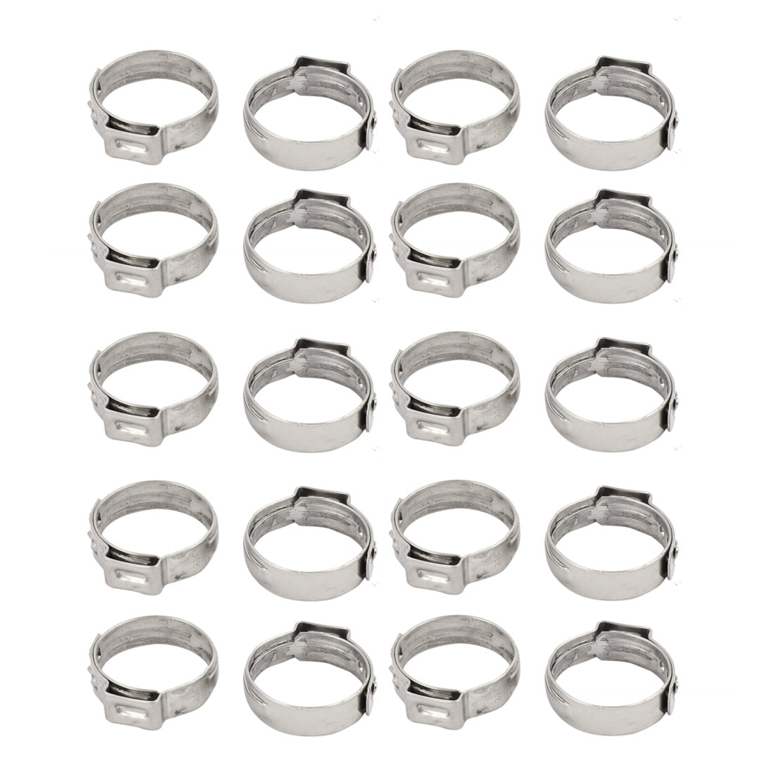 Harfington 17.8mm-21mm 304 Stainless Steel Adjustable Tube Hose Clamps Silver Tone 20pcs