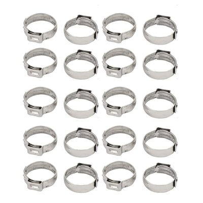 Harfington 17.8mm-21mm 304 Stainless Steel Adjustable Tube Hose Clamps Silver Tone 20pcs