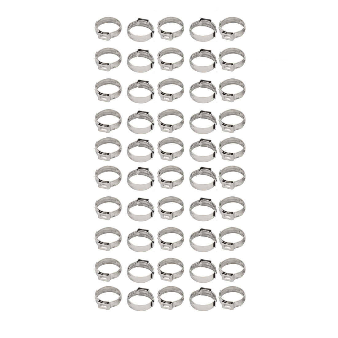 Harfington 17.8mm-21mm 304 Stainless Steel Adjustable Tube Hose Clamps Silver Tone 50pcs