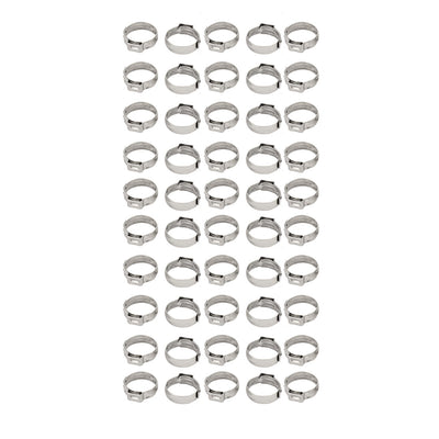 Harfington 17.8mm-21mm 304 Stainless Steel Adjustable Tube Hose Clamps Silver Tone 50pcs