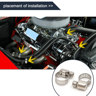 Harfington 16Pcs Stainless Steel Adjustable Car Fuel Hose Clamp Pipe Tube Tight Clip 8-16mm