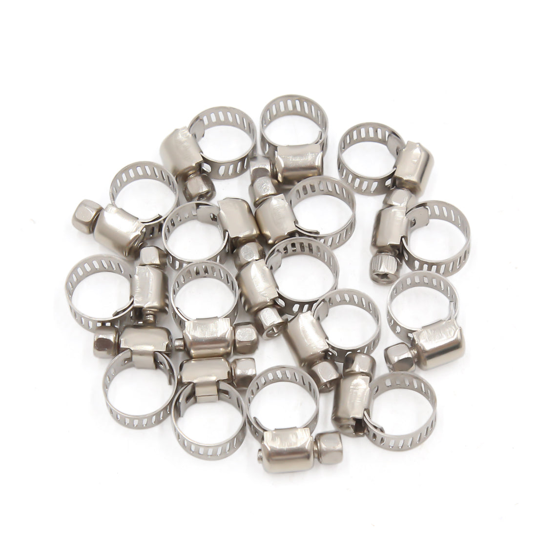 Harfington 16Pcs Stainless Steel Adjustable Car Fuel Hose Clamp Pipe Tube Tight Clip 8-16mm