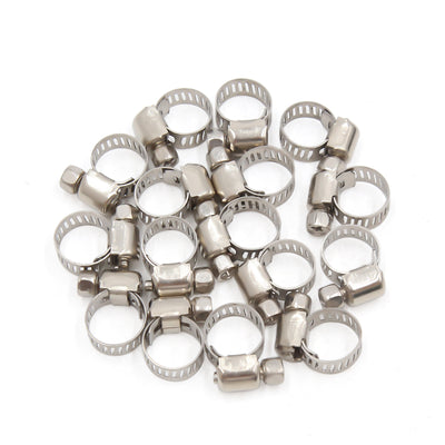 Harfington 16Pcs Stainless Steel Adjustable Car Fuel Hose Clamp Pipe Tube Tight Clip 8-16mm