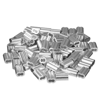 Harfington 0.15 inch (3.8mm) Diameter Wire Rope Aluminum Sleeves Clip Fittings Cable Crimps 100pcs