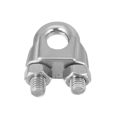 Harfington M12 304 Stainless Steel Saddle Clamp Cable Wire Rope Clip Fastener 5pcs