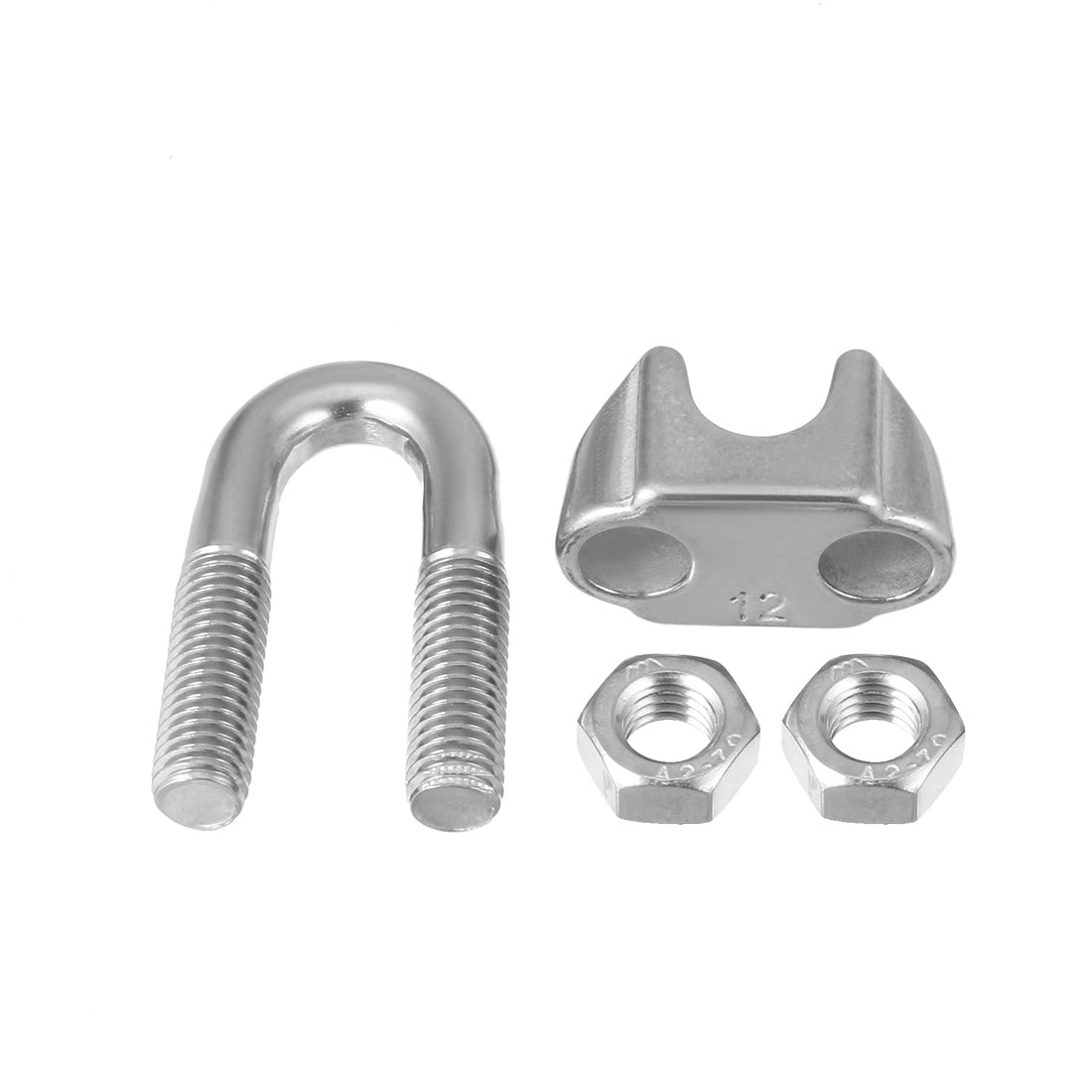 Harfington M12 304 Stainless Steel Saddle Clamp Cable Wire Rope Clip Fastener 5pcs