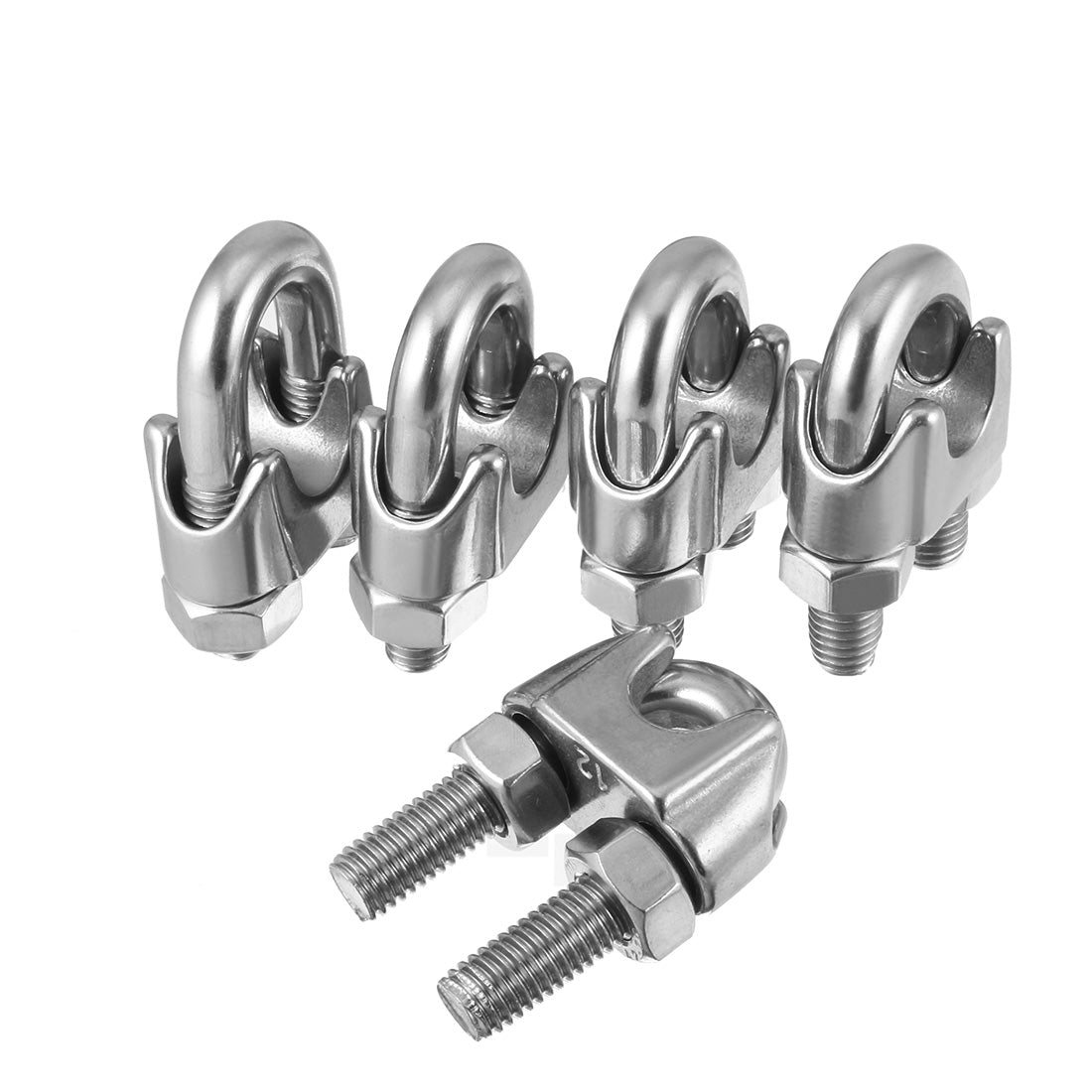 Harfington M12 304 Stainless Steel Saddle Clamp Cable Wire Rope Clip Fastener 5pcs