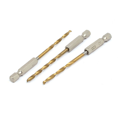 Harfington 3.2mm Drilling Dia 2 Flutes HSS 1/4-inch Hex Shank Twist Drill Bit 3pcs