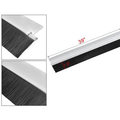 Harfington Door Bottom Sweep H-Shape Aluminum Alloy Base with 3.6-inch Black Nylon Brush
