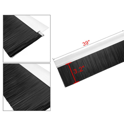 Harfington Door Bottom Sweep H-Shape Aluminum Alloy Base with 3.6-inch Black Nylon Brush