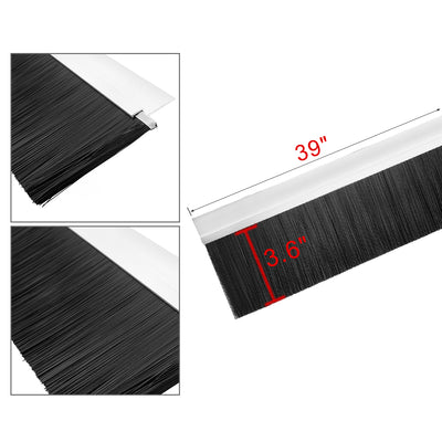 Harfington Door Bottom Sweep H-Shape Aluminum Alloy Base with 3.6-inch Black Nylon Brush