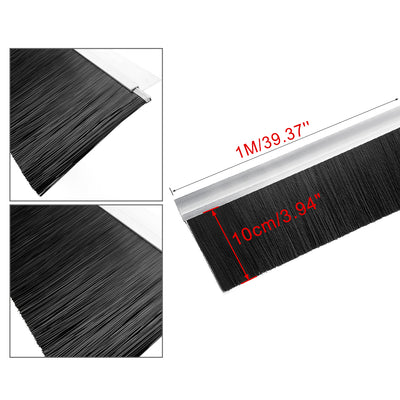 Harfington Door Bottom Sweep H-Shape Aluminum Alloy Base with 3.6-inch Black Nylon Brush