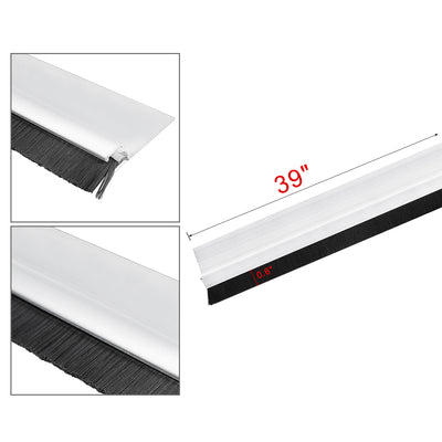 Harfington Door Bottom Sweep H-Shape Aluminum Alloy Base with 3.6-inch Black Nylon Brush