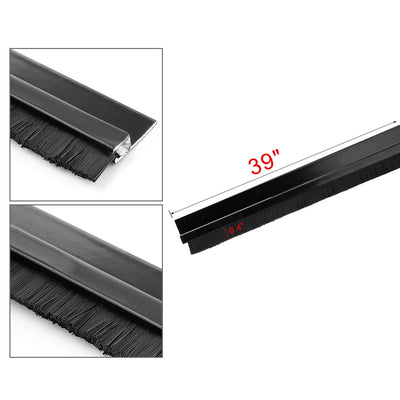 Harfington Door Bottom Sweep H-Shape Aluminum Alloy Base with 3.6-inch Black Nylon Brush