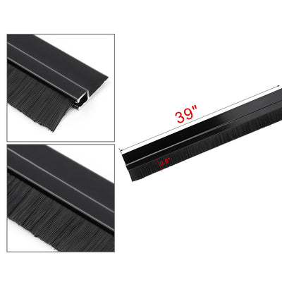 Harfington Door Bottom Sweep H-Shape Aluminum Alloy Base with 3.6-inch Black Nylon Brush