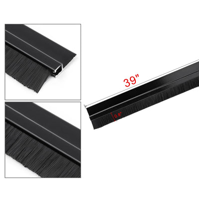 Harfington Door Bottom Sweep H-Shape Aluminum Alloy Base with 3.6-inch Black Nylon Brush
