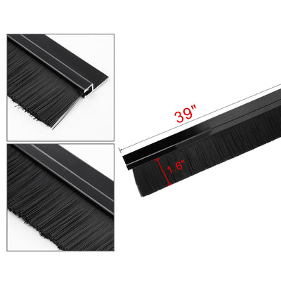 Harfington Door Bottom Sweep H-Shape Aluminum Alloy Base with 3.6-inch Black Nylon Brush