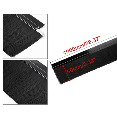 Harfington Door Bottom Sweep H-Shape Aluminum Alloy Base with 3.6-inch Black Nylon Brush