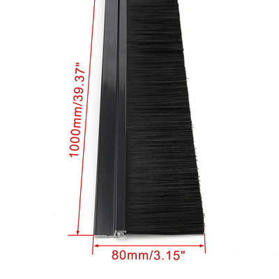 Harfington Door Bottom Sweep H-Shape Aluminum Alloy Base with 3.6-inch Black Nylon Brush