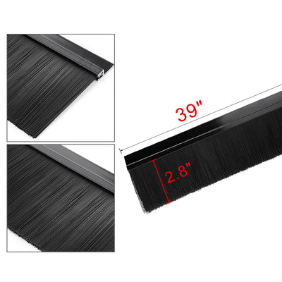 Harfington Door Bottom Sweep H-Shape Aluminum Alloy Base with 3.6-inch Black Nylon Brush