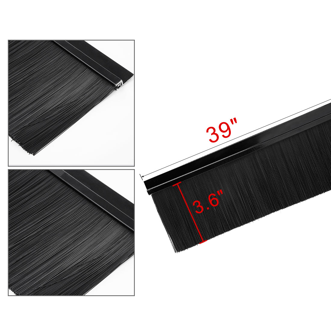 Harfington Door Bottom Sweep H-Shape Aluminum Alloy Base with 3.6-inch Black Nylon Brush