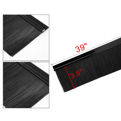 Harfington Door Bottom Sweep H-Shape Aluminum Alloy Base with 3.6-inch Black Nylon Brush