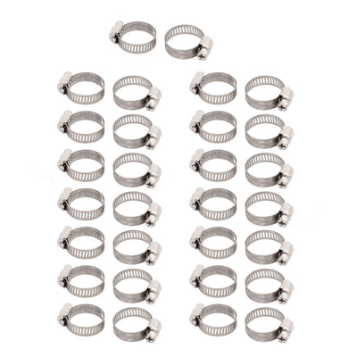 Harfington 16mm-25mm Adjustable Range 8mm Width Stainless Steel  Gear Hose Clamp 30pcs