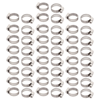 Harfington 16mm-25mm Adjustable Range 8mm Width Stainless Steel  Gear Hose Clamp 50pcs