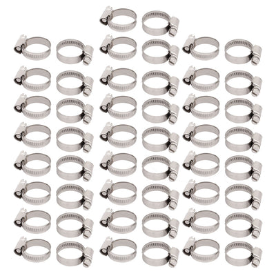 Harfington 16mm to 25mm Dia Range Stainless Steel German Type  Gear Hose Clamp 50pcs