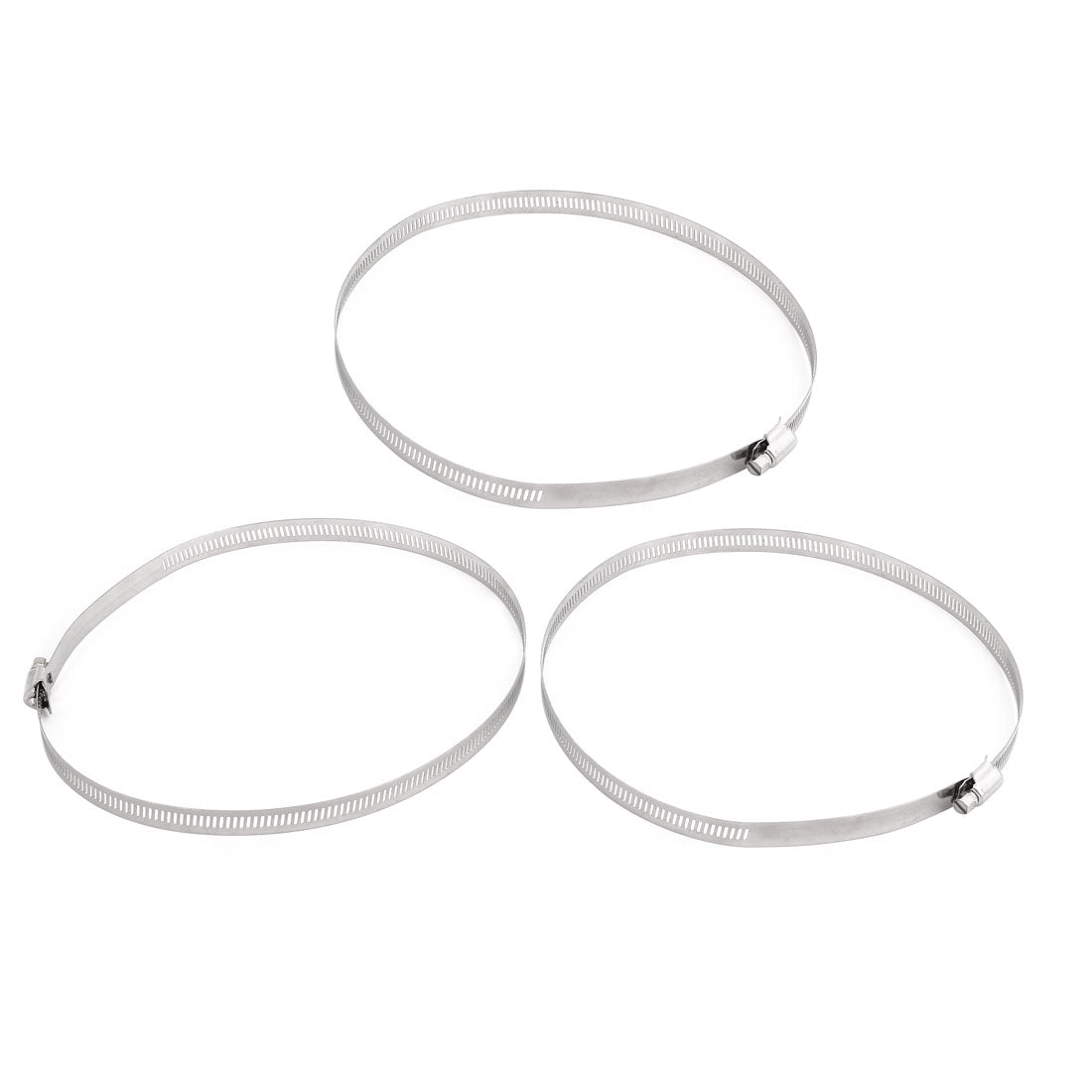 Harfington 190mm Clamping Range 12mm Band Width Metal Hose Clamp Silver Tone 3pcs