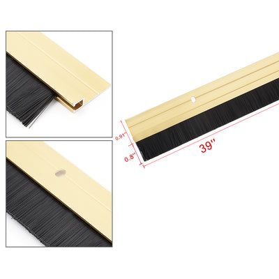 Harfington Door Brush Bottom Sweep H-Shape Aluminum Alloy Holder Black PP Silicone Soft Brush