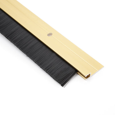 Harfington Door Brush Bottom Sweep H-Shape Aluminum Alloy Holder Black PP Silicone Soft Brush