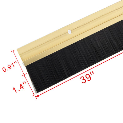 Harfington Door Brush Bottom Sweep H-Shape Aluminum Alloy Holder Black PP Silicone Soft Brush
