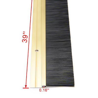 Harfington Door Brush Bottom Sweep H-Shape Aluminum Alloy Holder Black PP Silicone Soft Brush