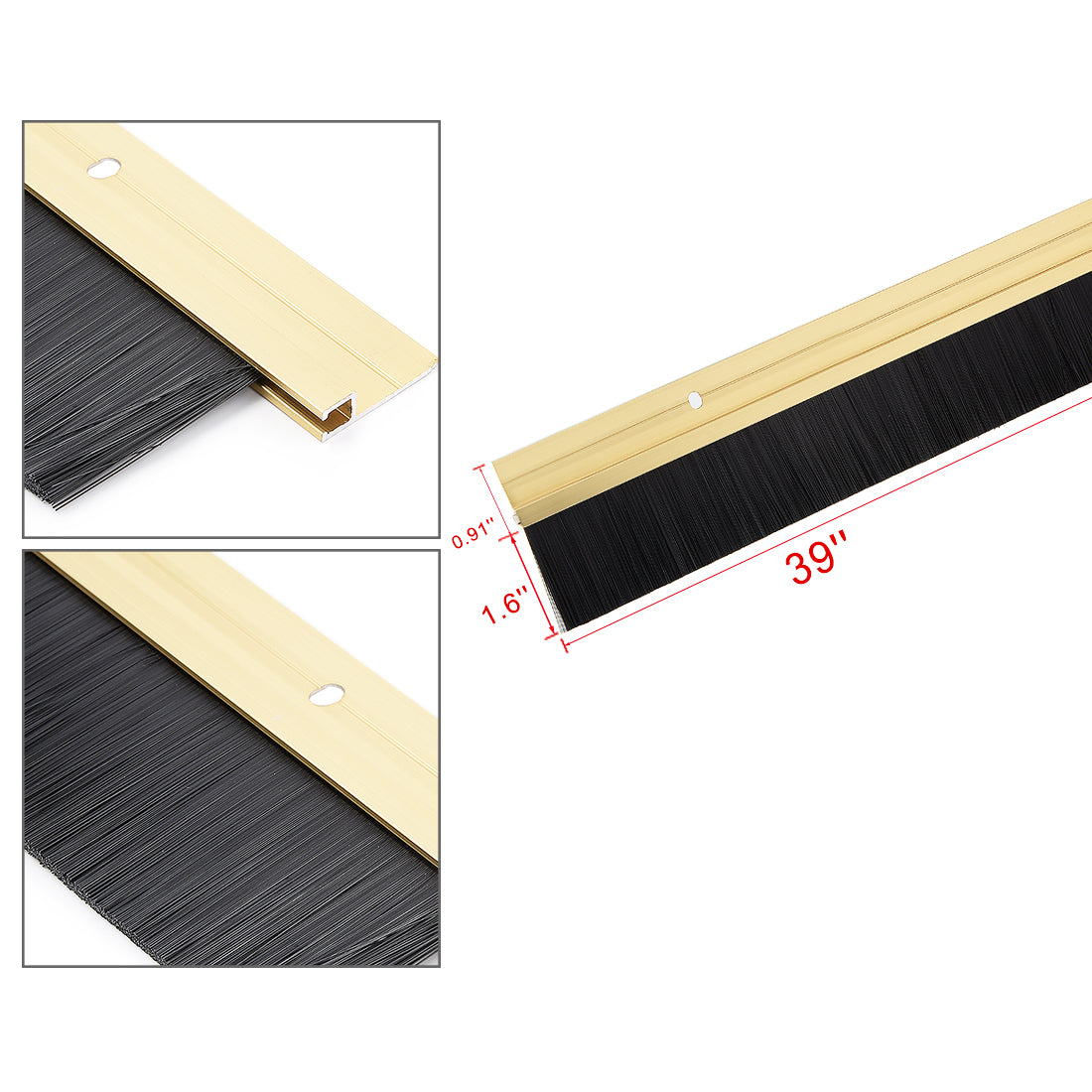 Harfington Door Brush Bottom Sweep H-Shape Aluminum Alloy Holder Black PP Silicone Soft Brush
