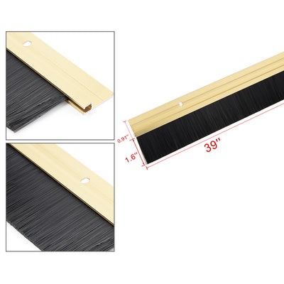 Harfington Door Brush Bottom Sweep H-Shape Aluminum Alloy Holder Black PP Silicone Soft Brush