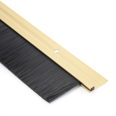 Harfington Door Brush Bottom Sweep H-Shape Aluminum Alloy Holder Black PP Silicone Soft Brush