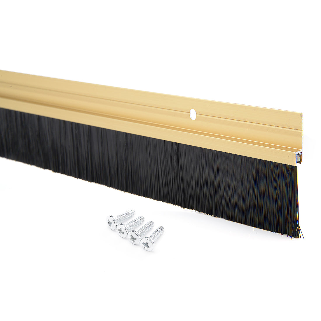 Harfington Door Brush Bottom Sweep H-Shape Aluminum Alloy Holder Black PP Silicone Soft Brush
