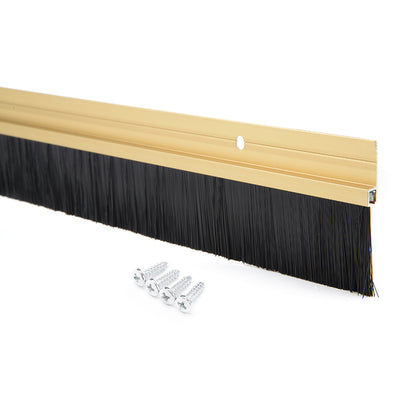 Harfington Door Brush Bottom Sweep H-Shape Aluminum Alloy Holder Black PP Silicone Soft Brush